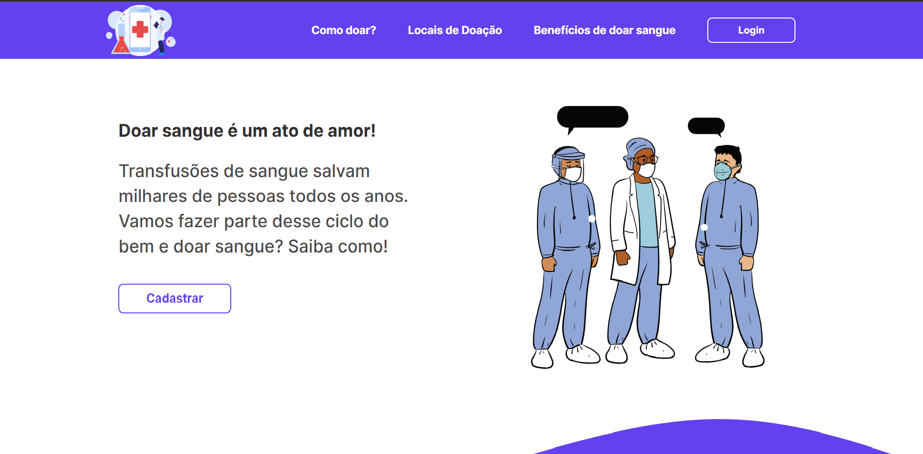 Captura de tela do site Banco de Sangue