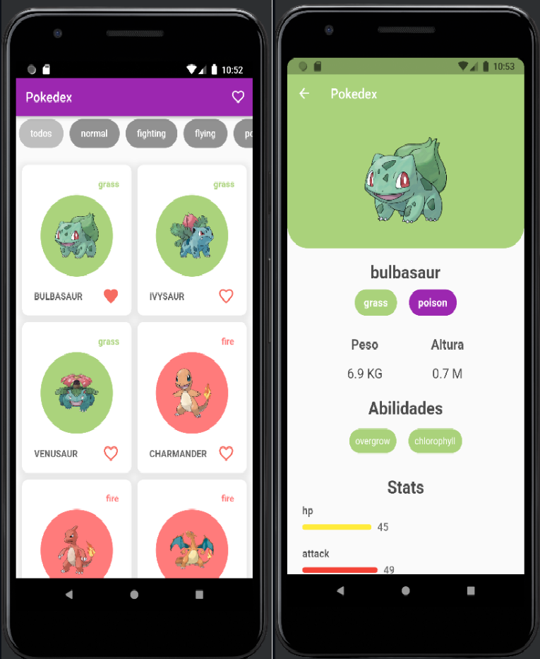 Captura de tela do app Pokedex